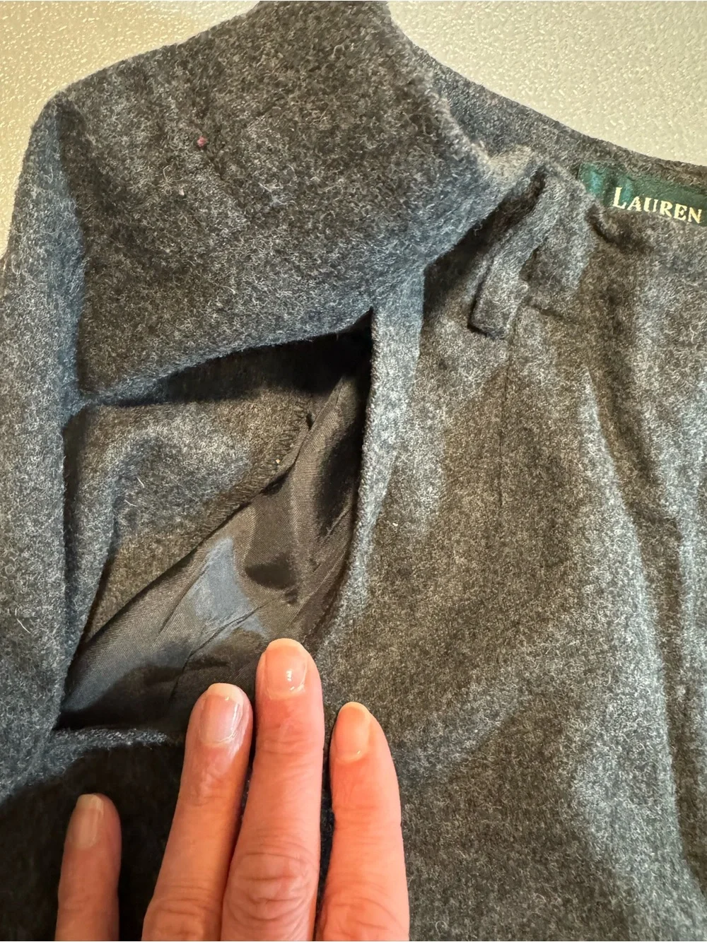 Lauren Ralph Lauren Gray Wool Wide Leg Lined Trousers Pants size 8